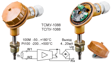 Погружные термопреобразователи сопротивления ТСМУ-1088 и ТСПУ-1088 с выходом 4-20мА